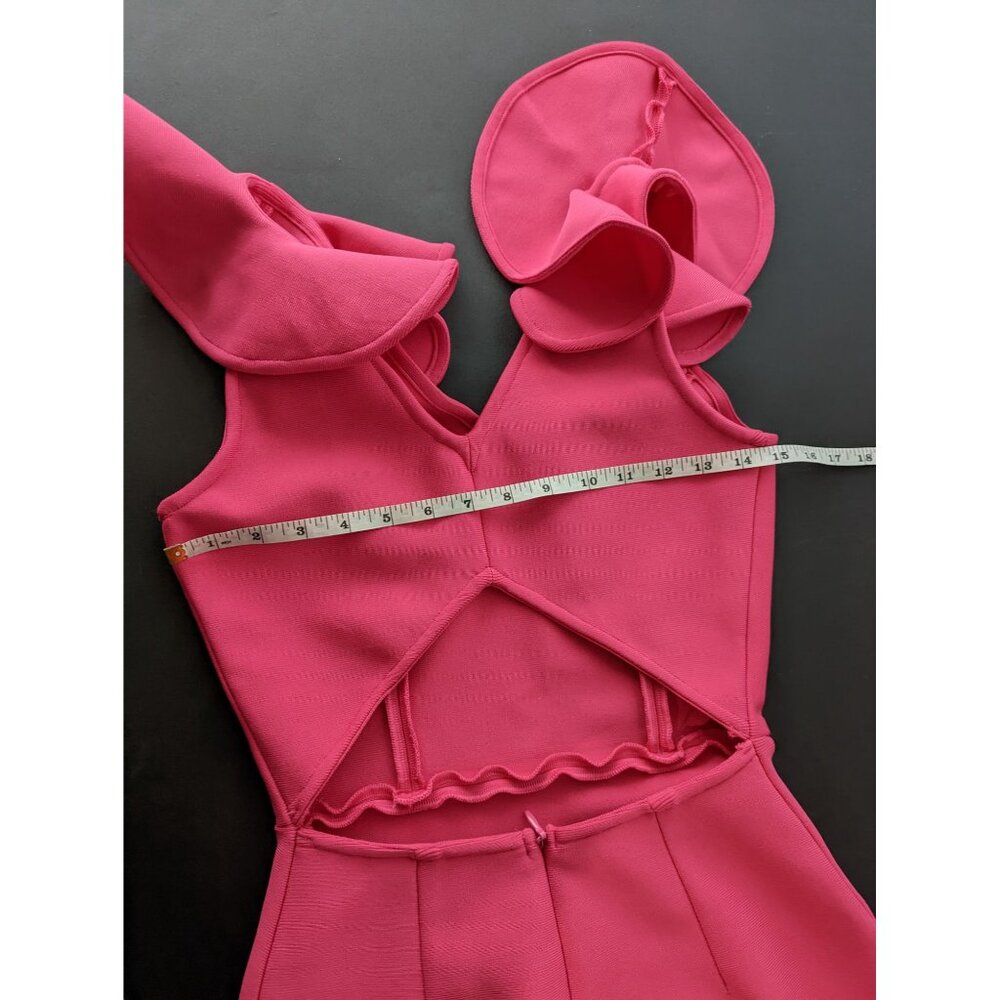 Hot Pink Ruffle Sleeves Open Back Dress Small Barbie Valentines Date Hoco Party - Picture 6 of 8